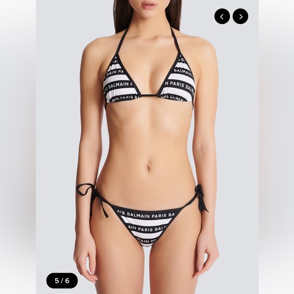 BALMAIN***Black + White Logo Striped String Bikini Set**XS, Sm., Large***$570 - Picture 2 of 13